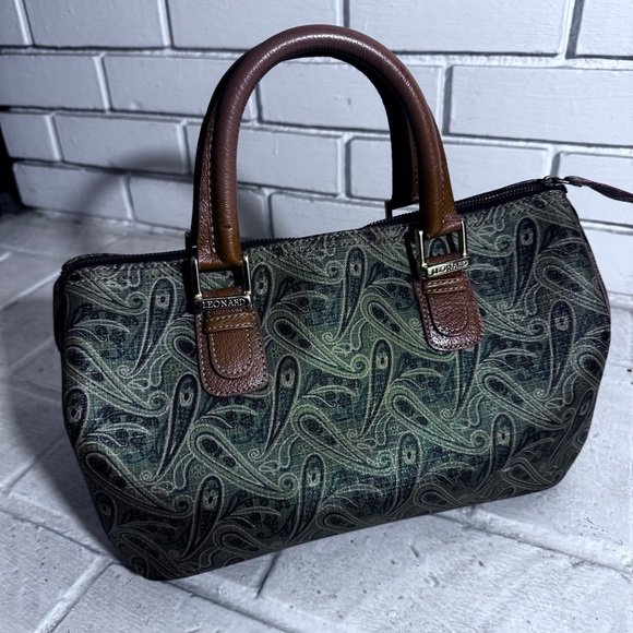 Leonard double handle vintage satchel bag with padlock, no key - Picture 3 of 16